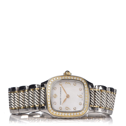 David Yurman Stainless Steel 18K Yellow Gold Diamond Mother of Pearl 25mm Thoroughbred Quartz Watch 3 of 6