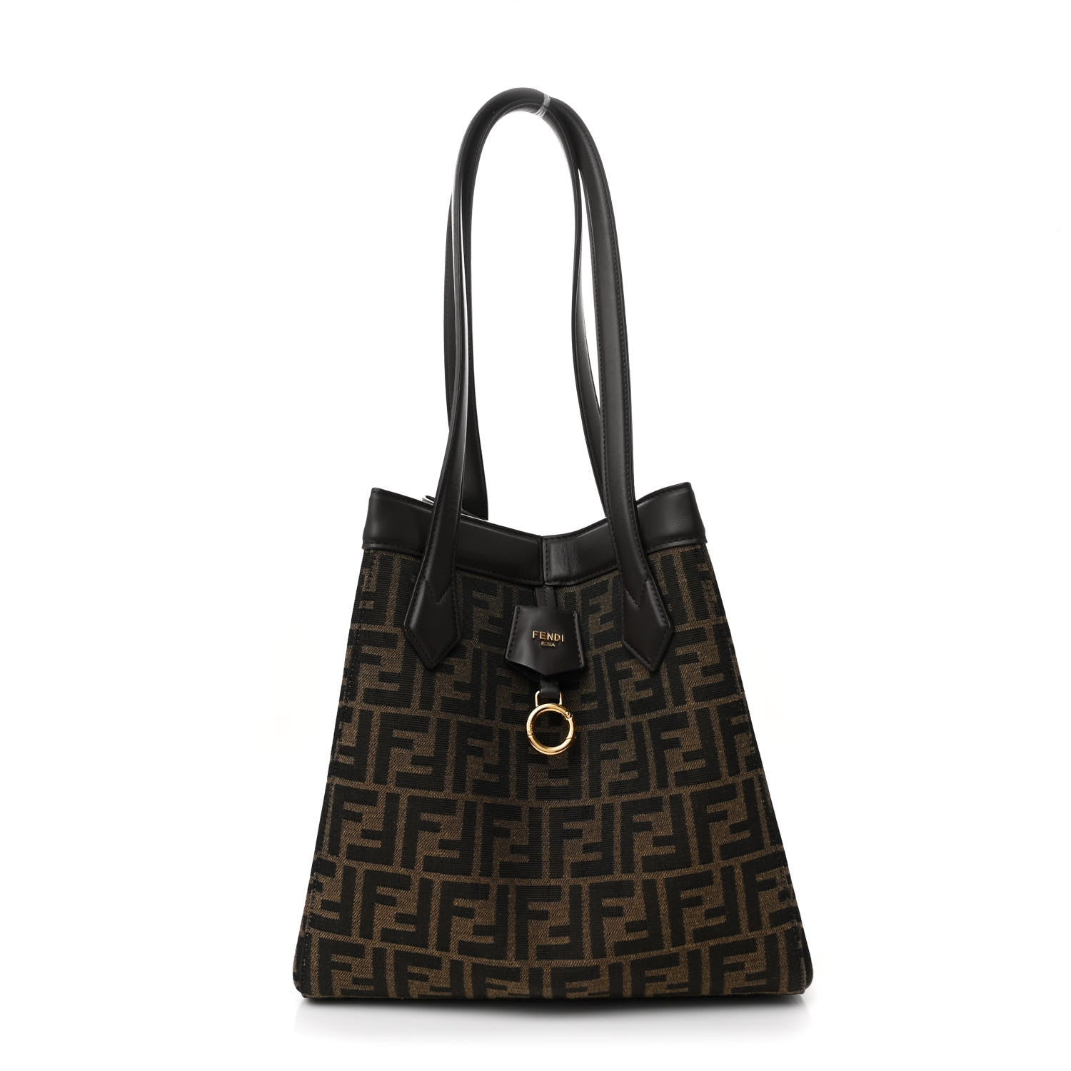 Fendi Fabric Jacquard Vitello Grace FF 1974 Medium Fendi Origami Tobacco Moro Ebano 1 of 12