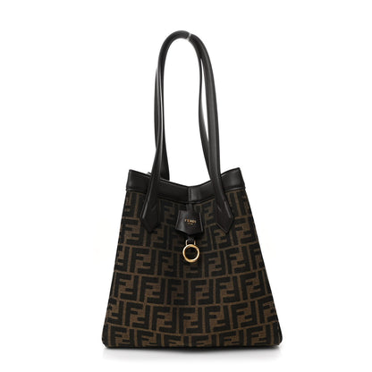 Fendi Fabric Jacquard Vitello Grace FF 1974 Medium Fendi Origami Tobacco Moro Ebano 1 of 12