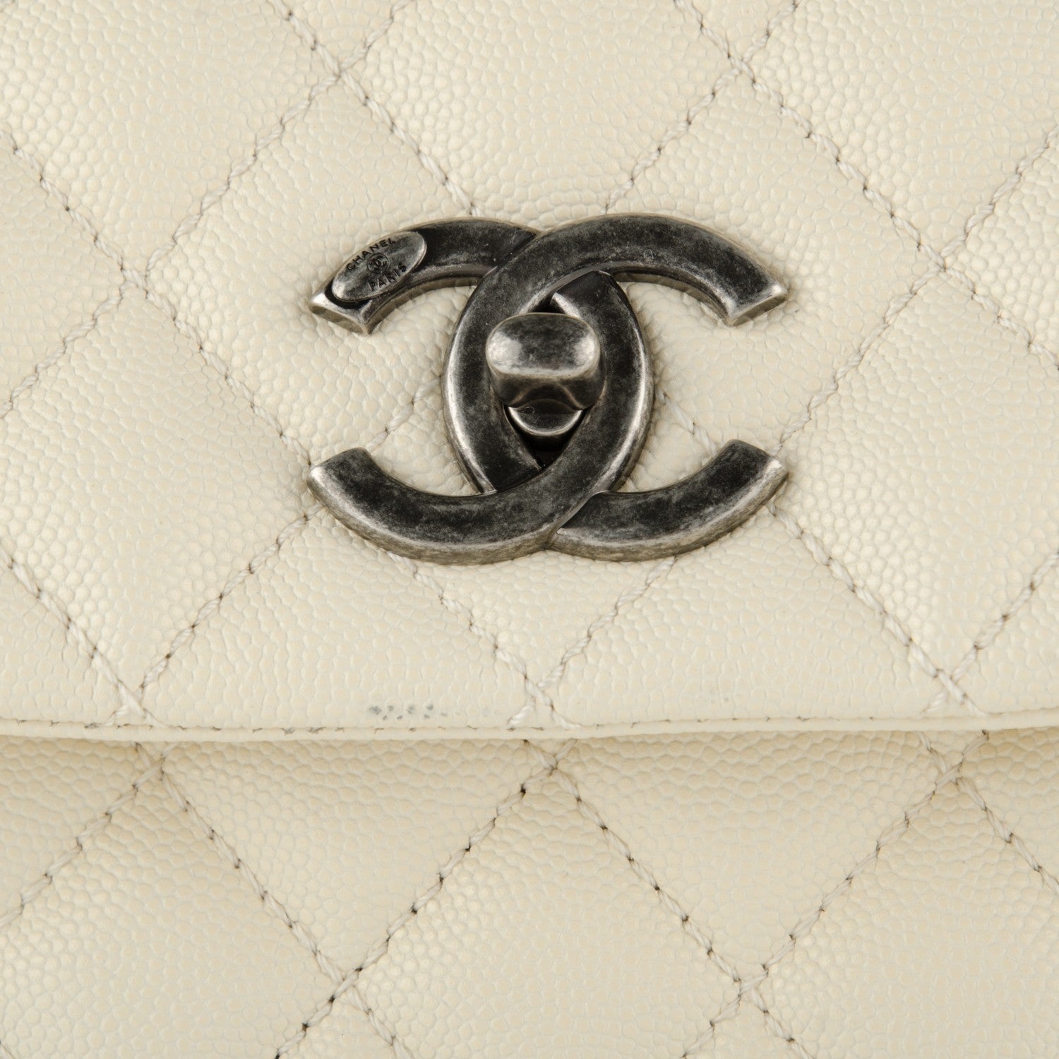Chanel Caviar Lizard Quilted Medium Coco Handle Flap White 8 of 9