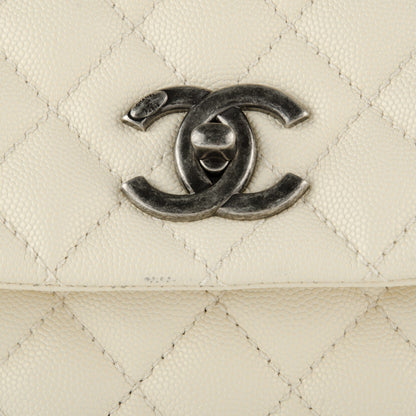 Chanel Caviar Lizard Quilted Medium Coco Handle Flap White 8 of 9