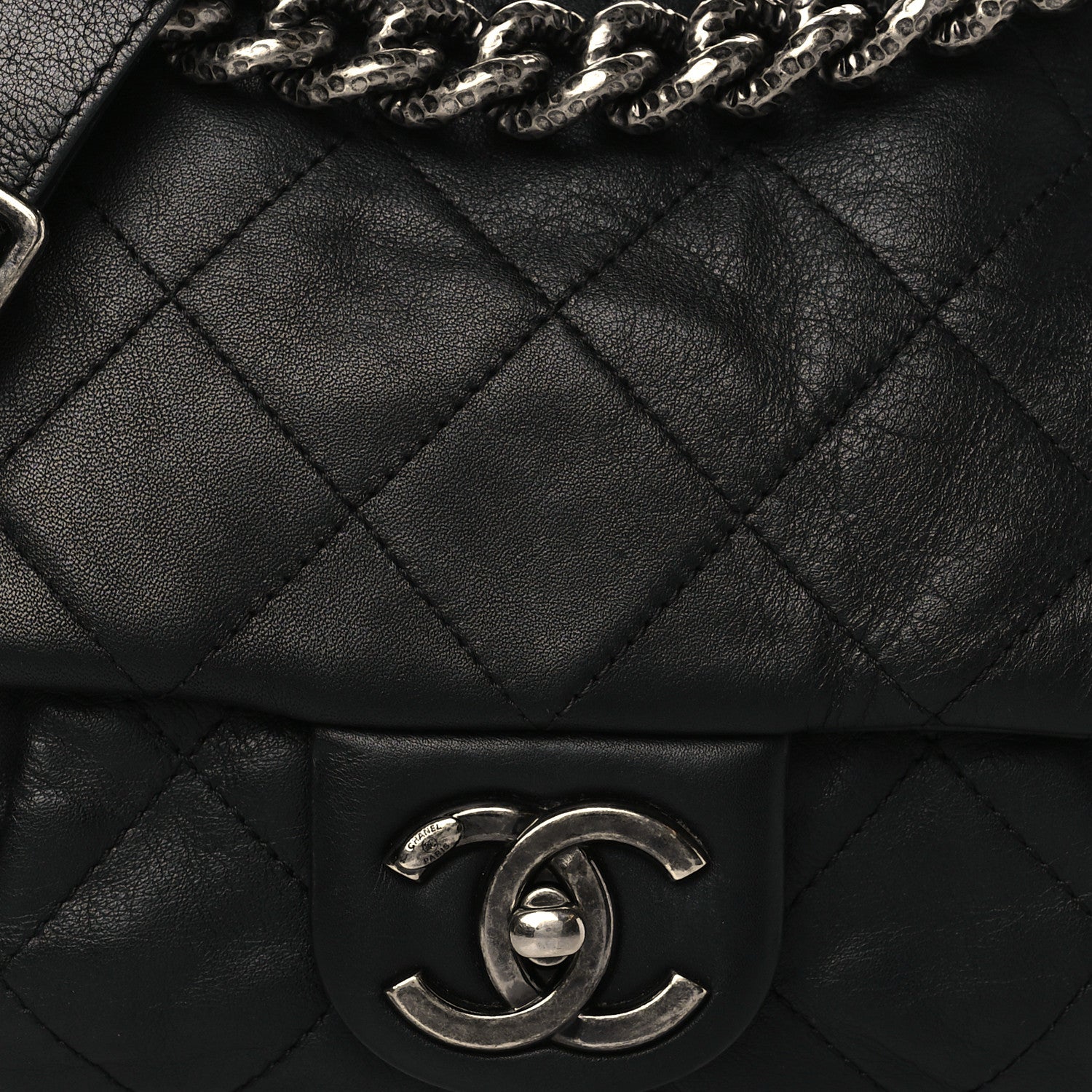 Chanel Calfskin Coco Pleats Messenger Flap Black 8 of 10