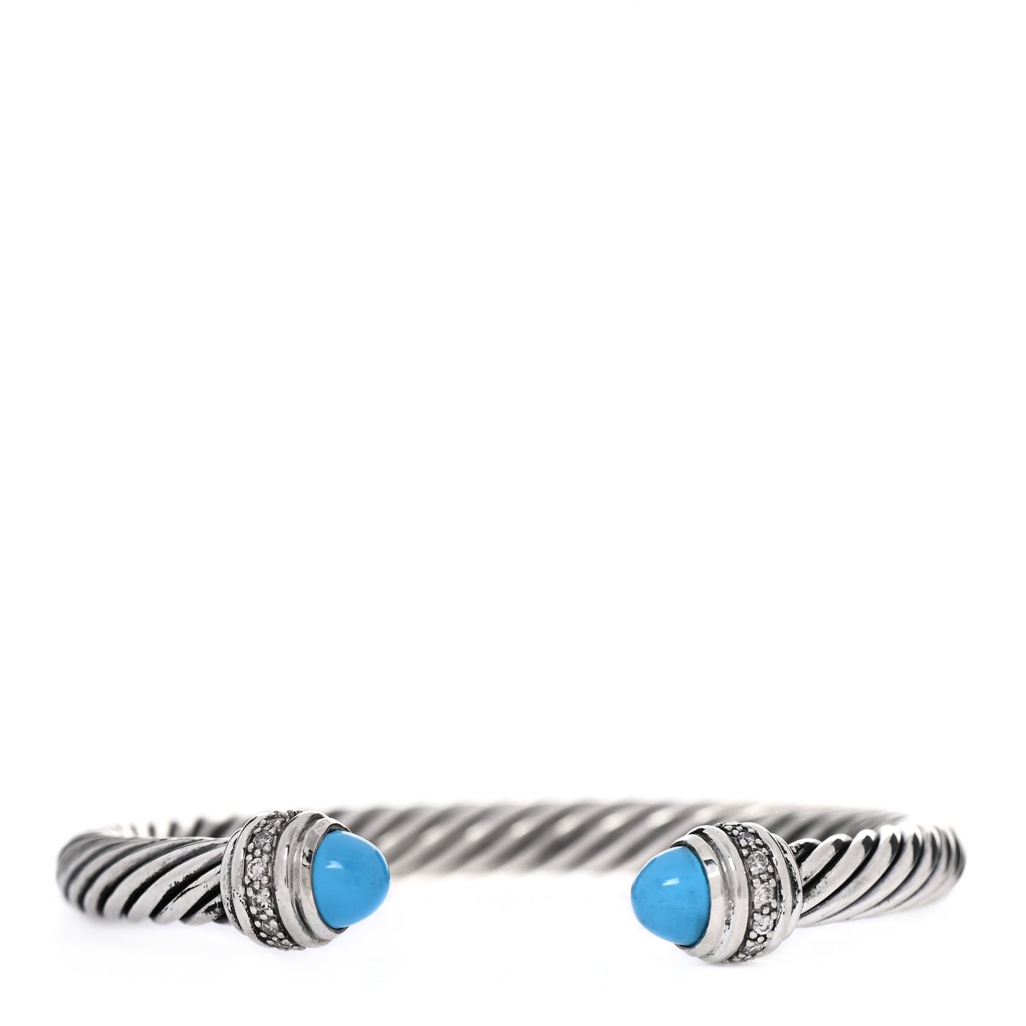 Sterling Silver Diamond Turquoise 7mm Cable Classics Bracelet