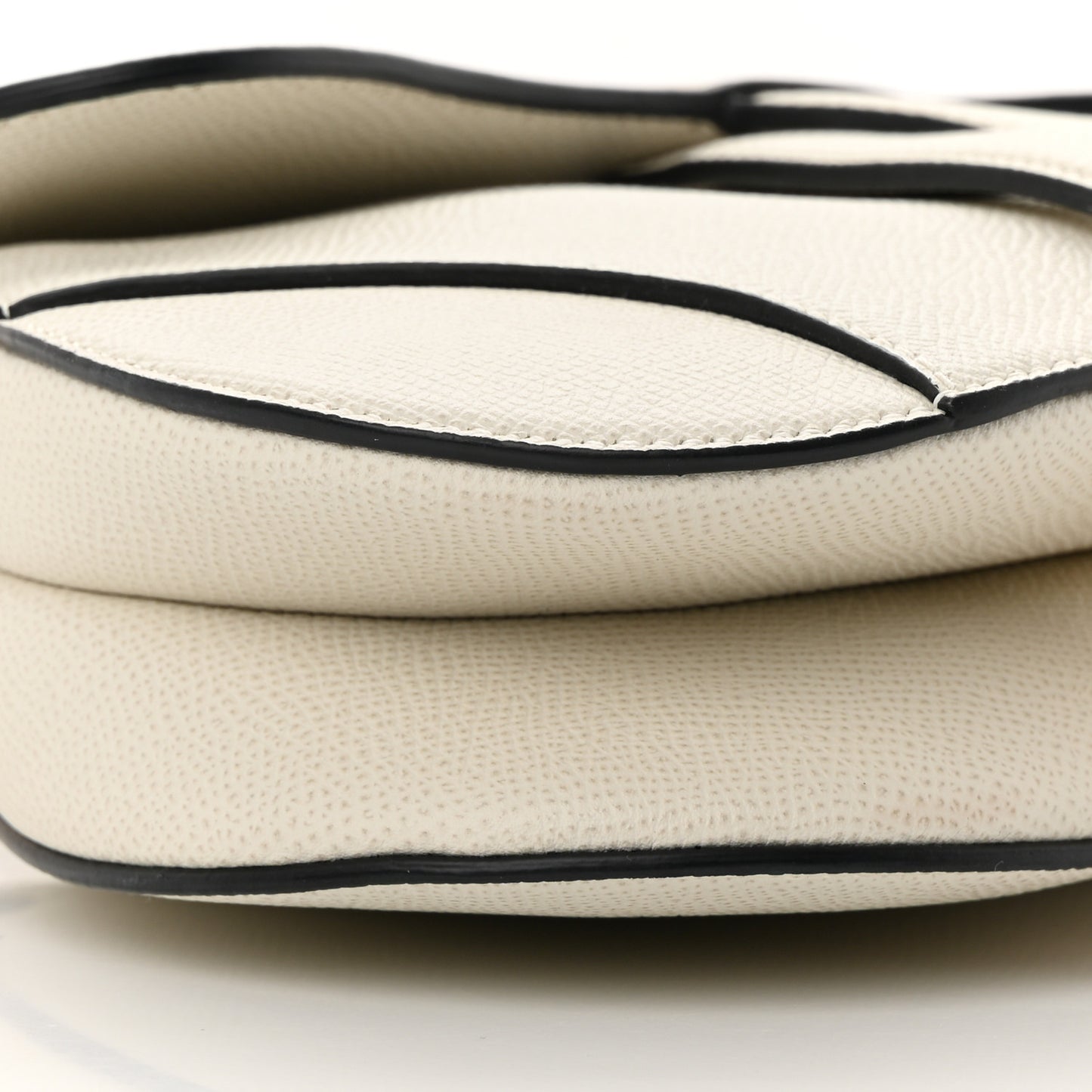 Grained Calfskin Mini Saddle Bag White
