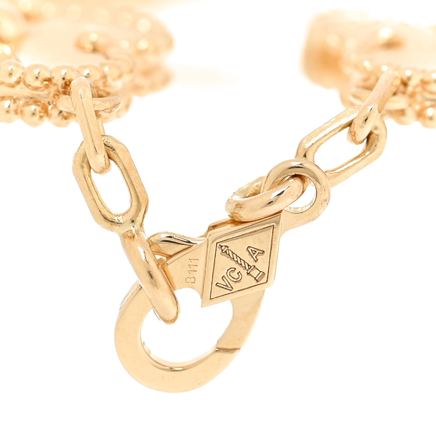 Van Cleef & Arpels 18K Yellow Gold 5 Motifs Guilloche Vintage Alhambra Bracelet 4 of 5