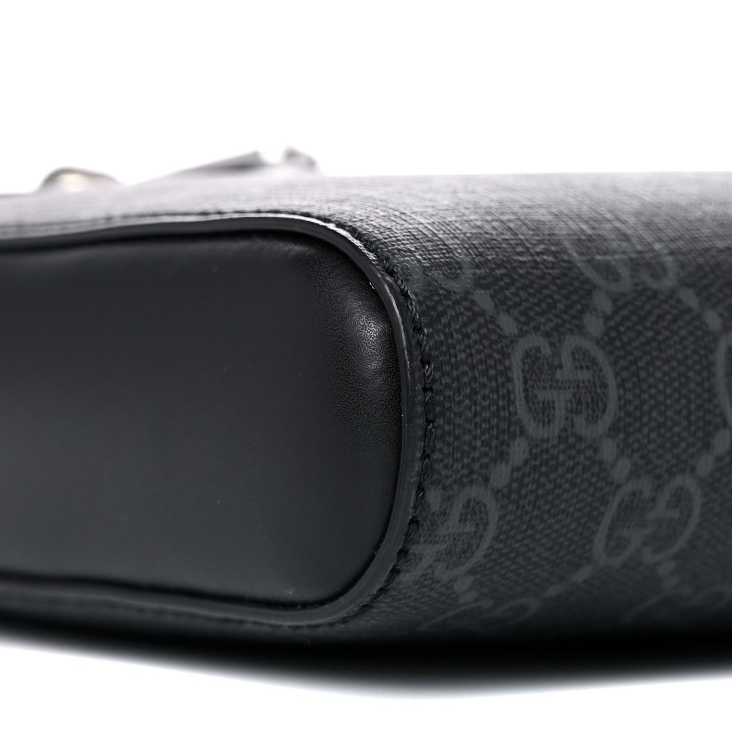 GG Supreme Monogram Web Small Flat Messenger Bag Black Grey