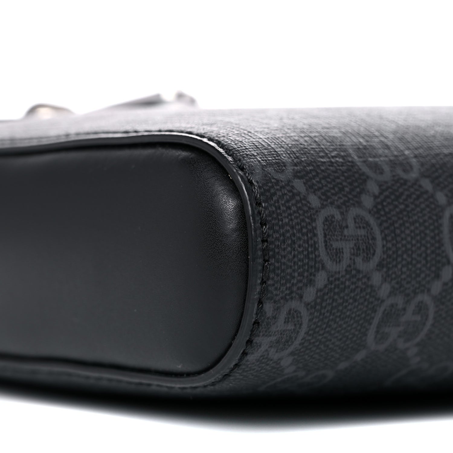 Gucci GG Supreme Monogram Web Small Flat Messenger Bag Black Grey 8 of 9