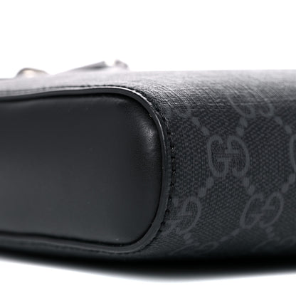 Gucci GG Supreme Monogram Web Small Flat Messenger Bag Black Grey 8 of 9