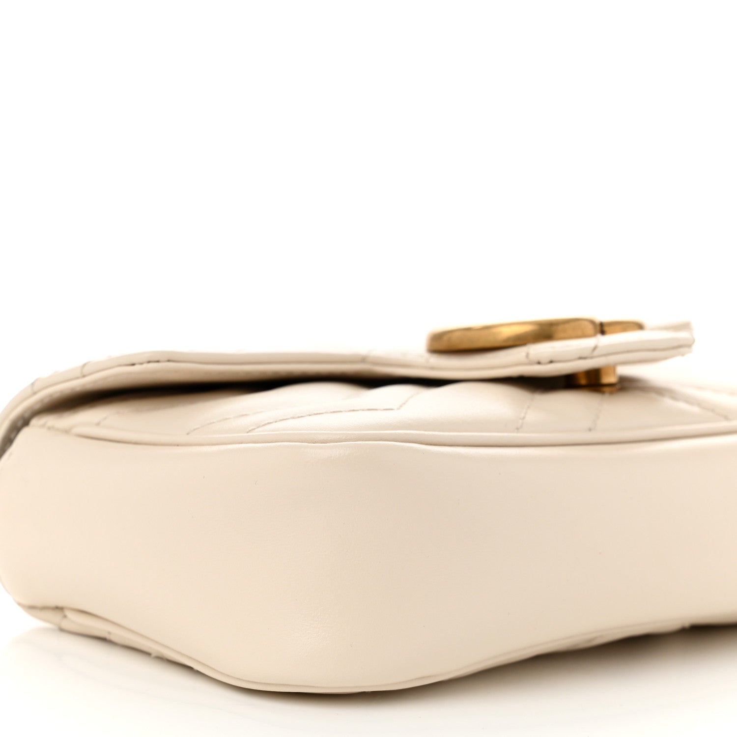 Gucci Calfskin Matelasse Super Mini GG Marmont Shoulder Bag White 9 of 10