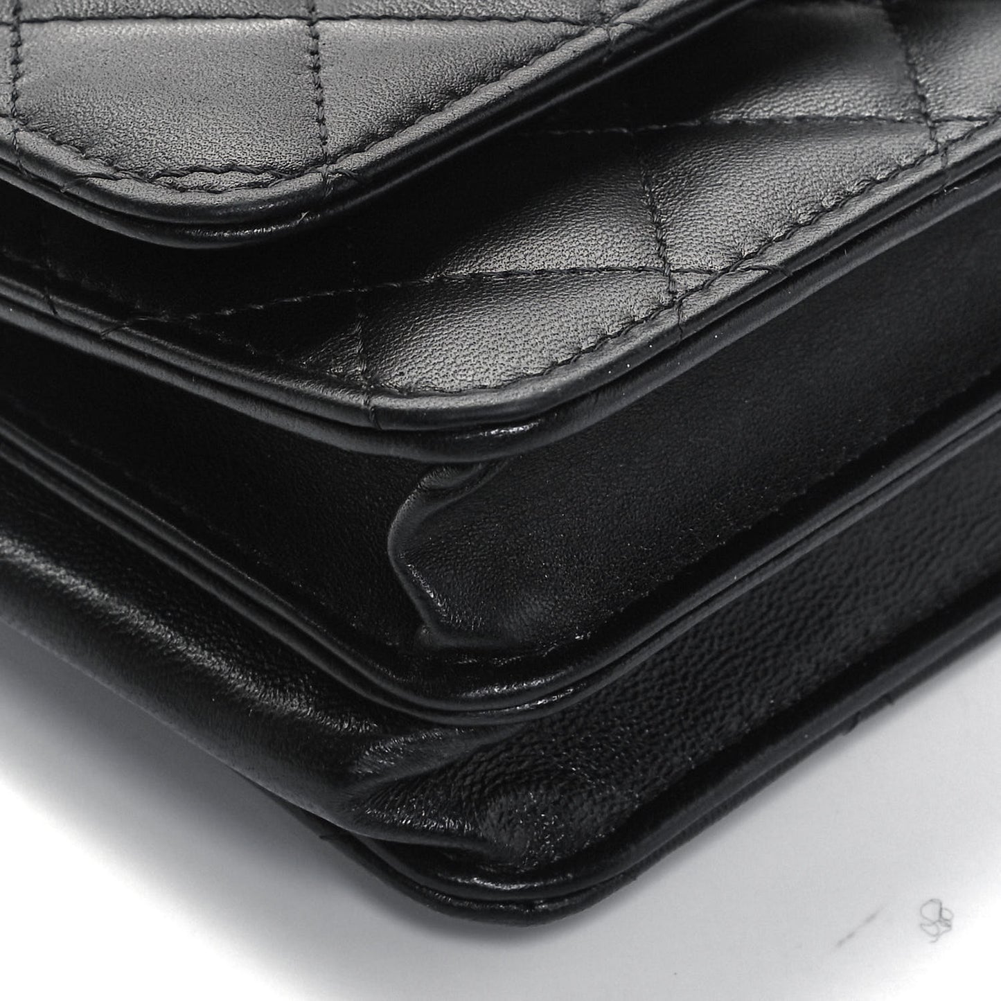 Lambskin Quilted Mini Trendy CC Wallet On Chain WOC Black