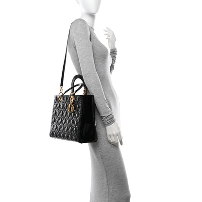 Christian Dior Patent Cannage Large Lady Dior Black 2 of 11