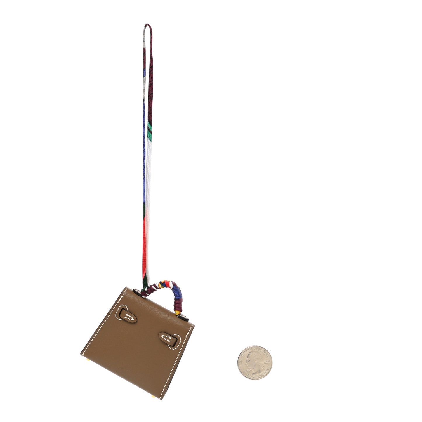 Tadelakt Mini Kelly Twilly Bag Charm Etoupe