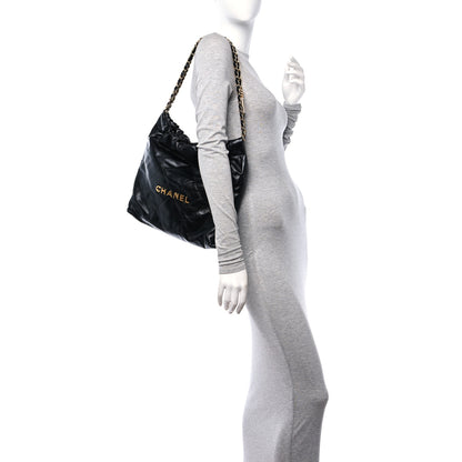 Chanel Shiny Calfskin Quilted Small Chanel 22 Black 2 of 12
