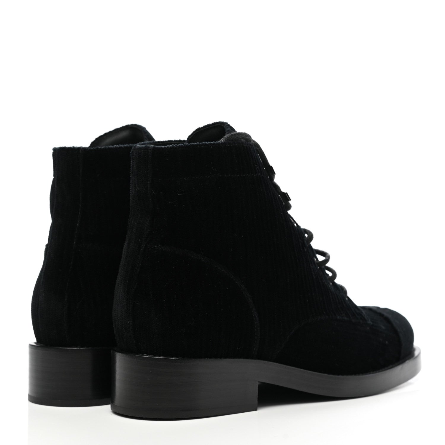 Chanel Velvet CC Cap Toe Boots 38 Black 4 of 10