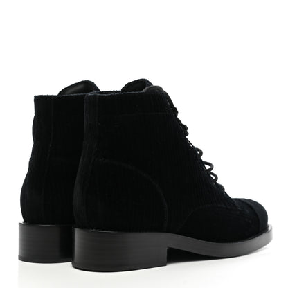 Chanel Velvet CC Cap Toe Boots 38 Black 4 of 10