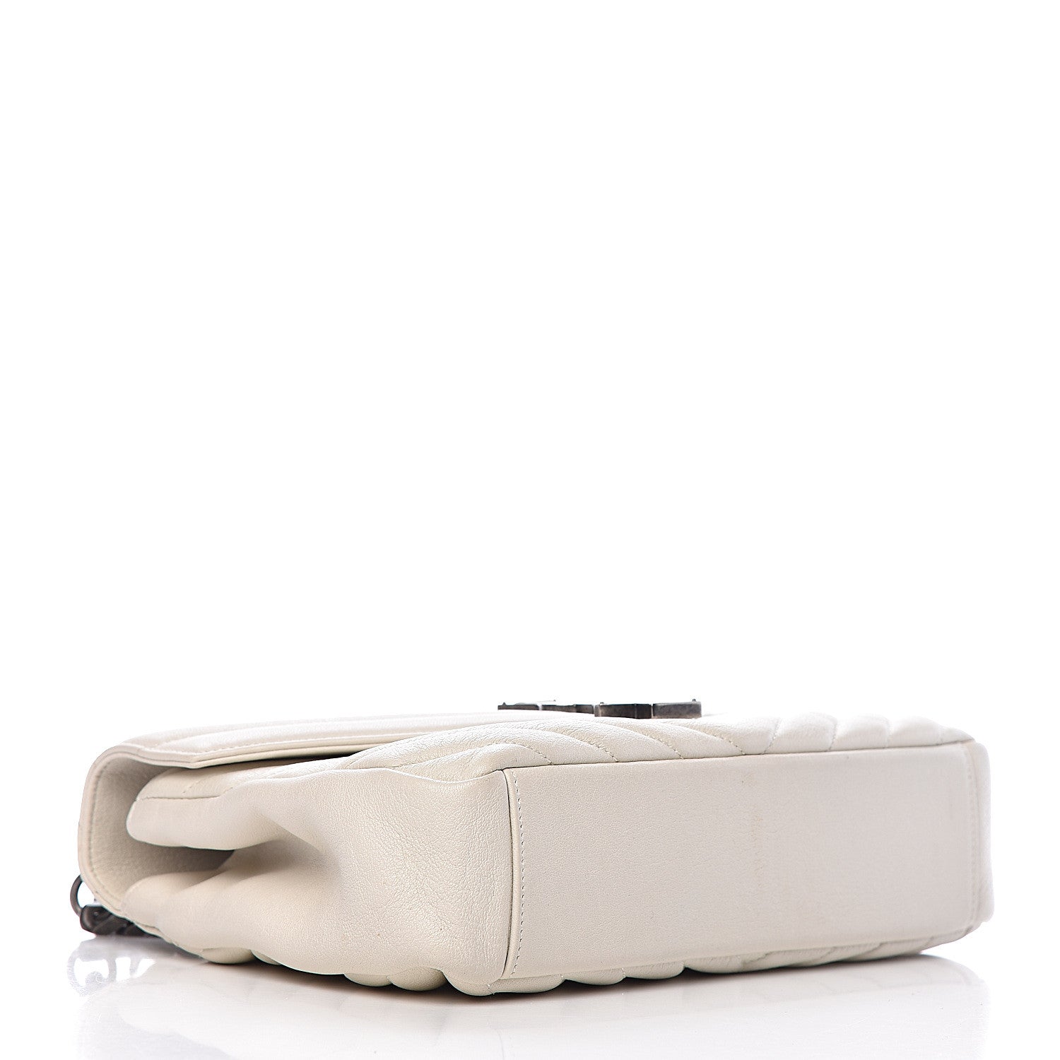 Saint Laurent Sheepskin Matelasse Chevron Monogram Medium College Bag Dove White 4 of 11