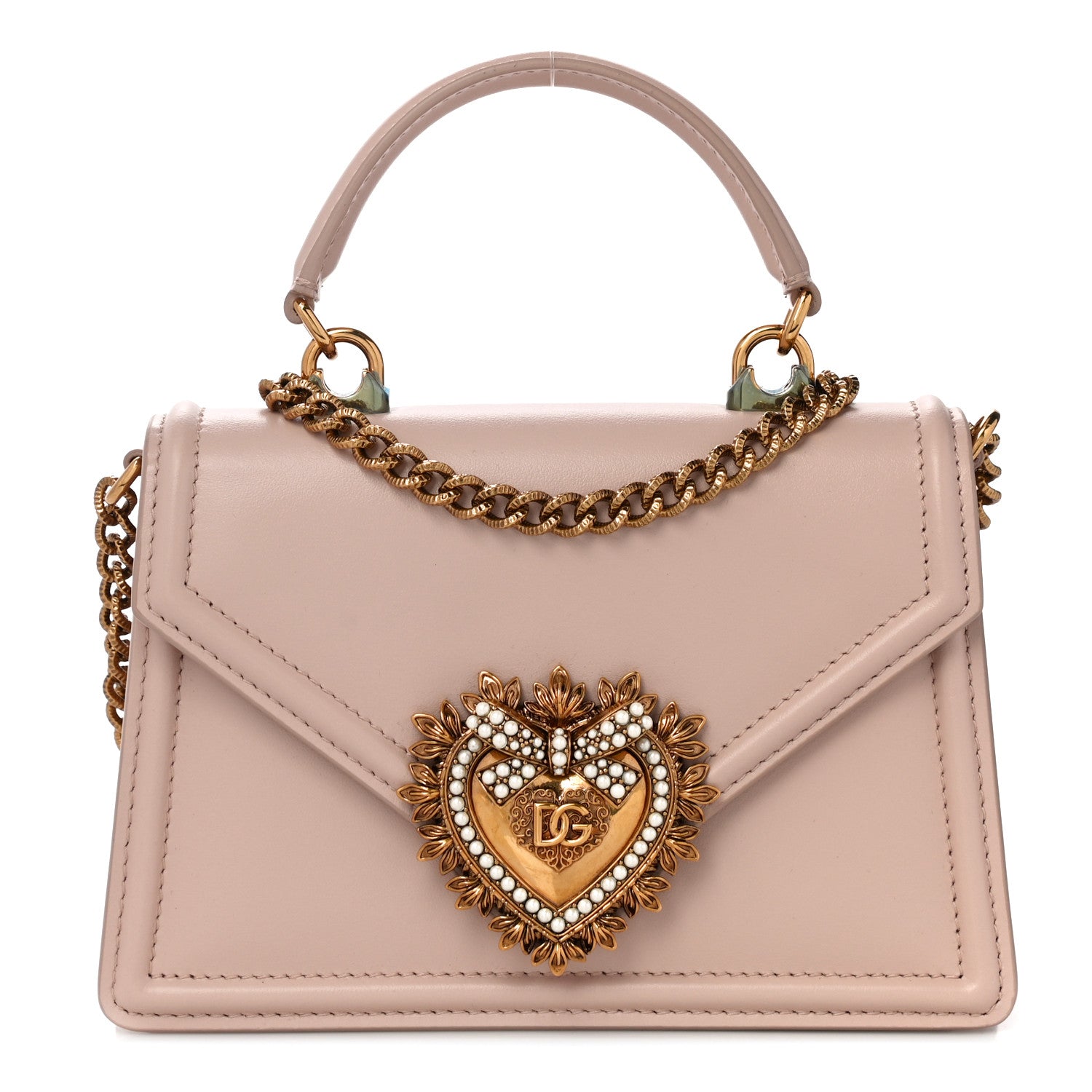Dolce & Gabbana Smooth Calfskin Small Devotion Envelope Top Handle Bag Pink 1 of 11