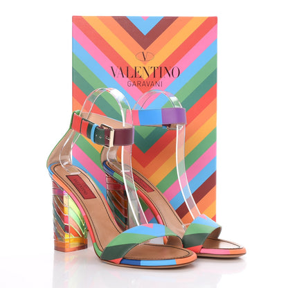 Valentino Garavani Calfskin Plexiglass 1973 Ankle Strap High Heel Sandals 38 Multicolor 8 of 8