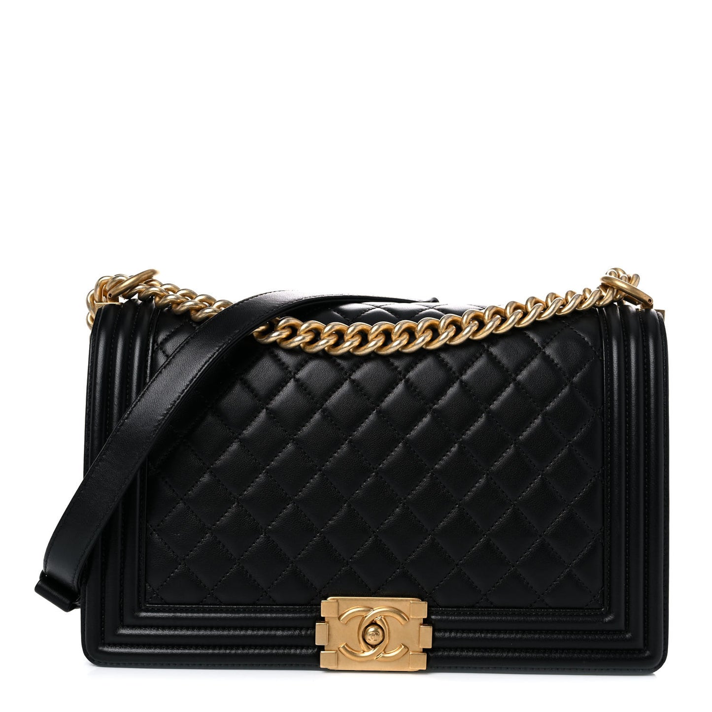Calfskin Quilted New Medium Boy Flap Black