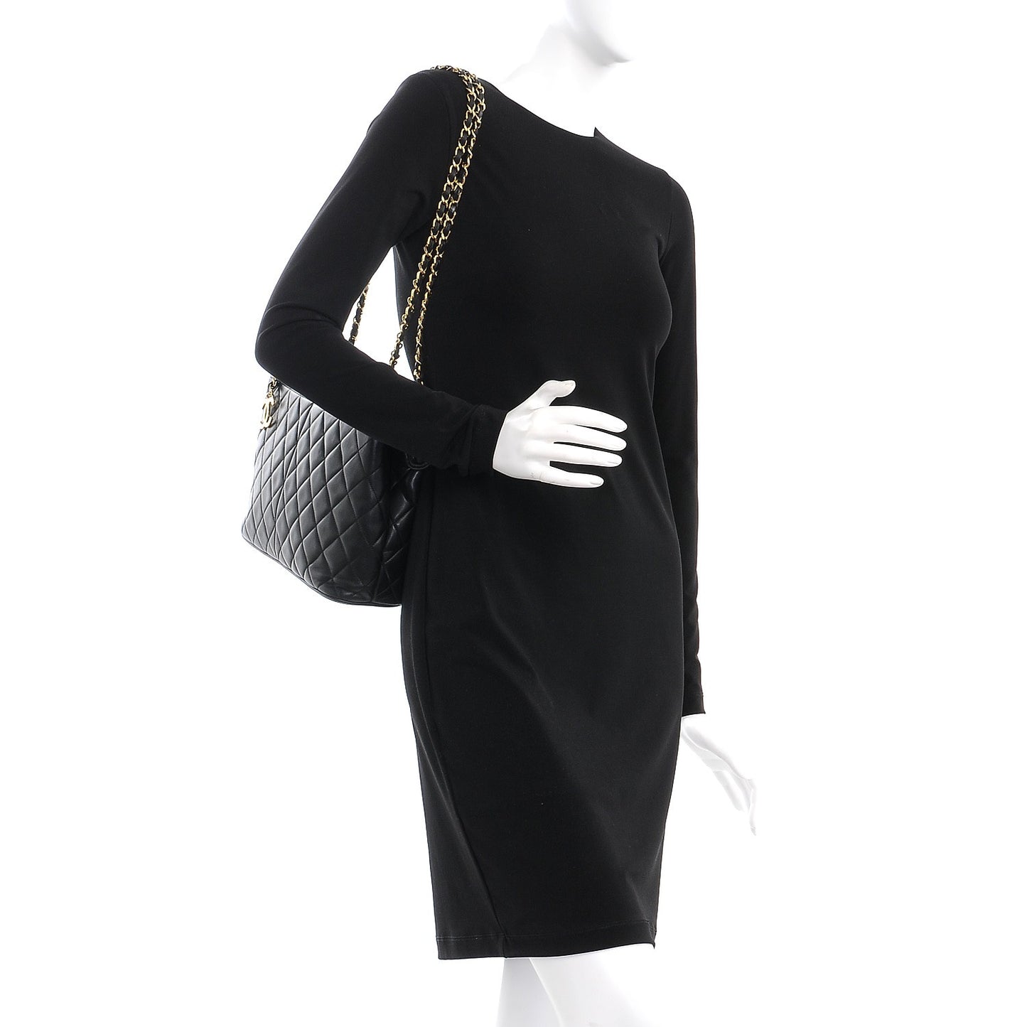 Lambskin Quilted Shoulder Bag Black