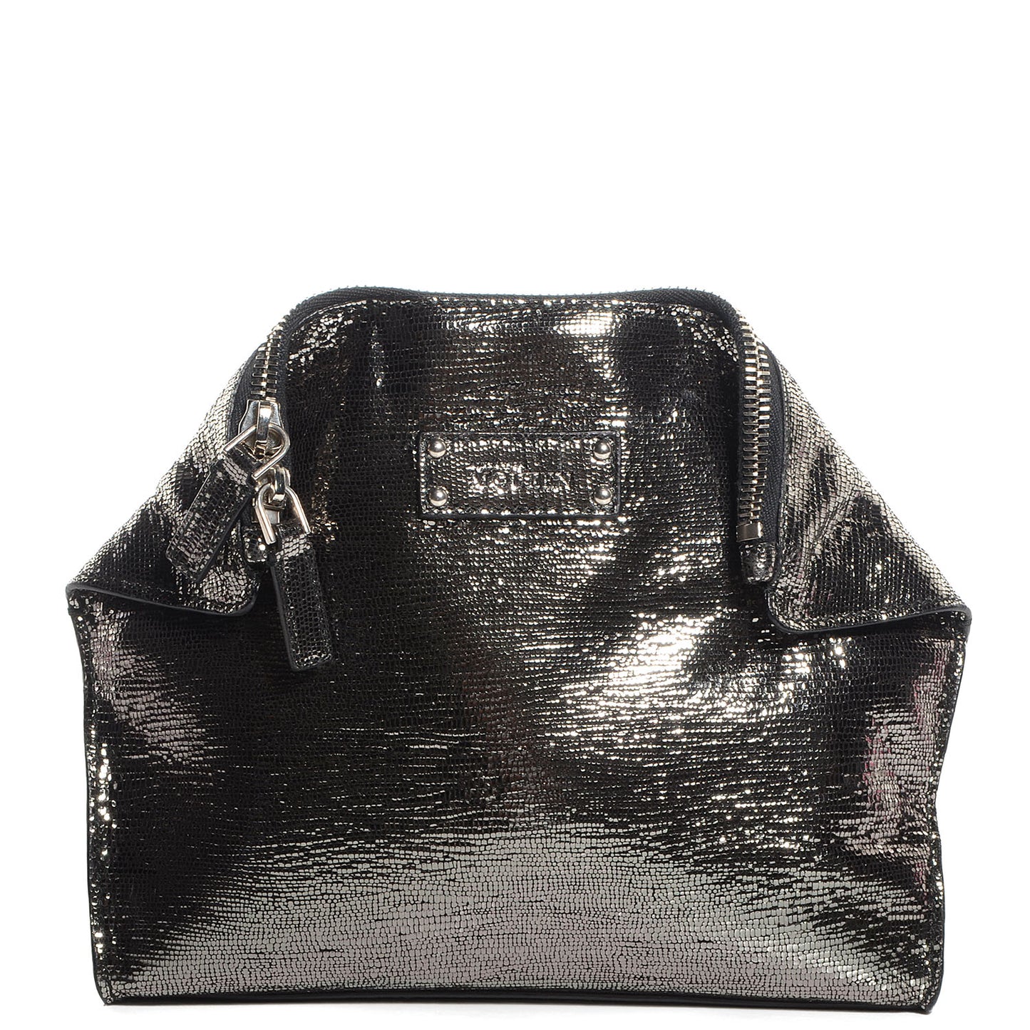 Textured Leather De Manta Cosmetic Case Silver