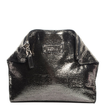 Alexander McQueen Textured Leather De Manta Cosmetic Case Silver 1 of 7