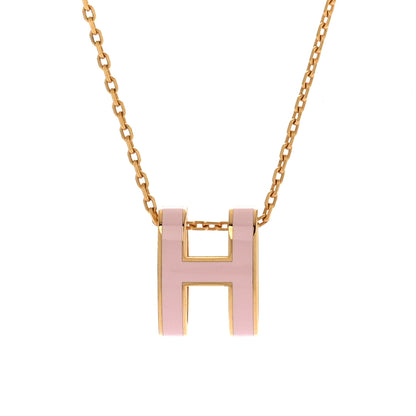 Hermes Lacquered Gold Pop H Pendant Necklace Rose Dragee 4 of 8