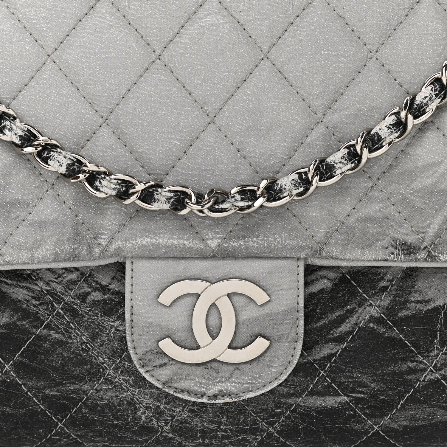 Chanel Vinyl Quilted Jumbo Melrose Degrade Flap Black 8 of 12