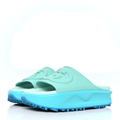 Gucci Soft Rubber Womens Interlocking G Platform 42mm Slide Sandals 39 Bright Aqua 3 of 8