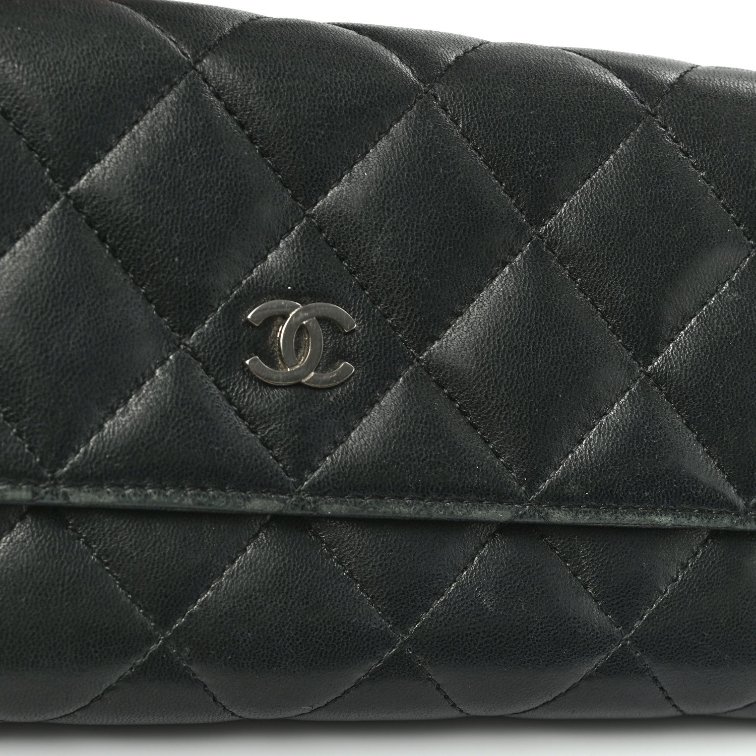 Chanel Lambskin Quilted Large Gusset Flap Wallet Black 9 of 9