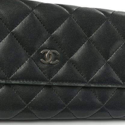 Chanel Lambskin Quilted Large Gusset Flap Wallet Black 9 of 9
