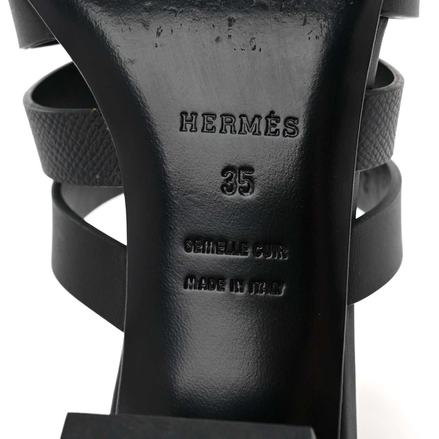 Hermes Calfskin Epsom Amica Sandals 35 Black 7 of 11
