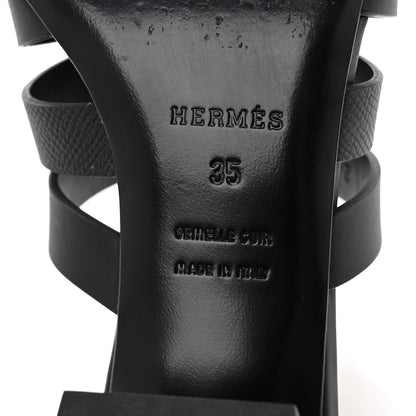 Hermes Calfskin Epsom Amica Sandals 35 Black 7 of 11