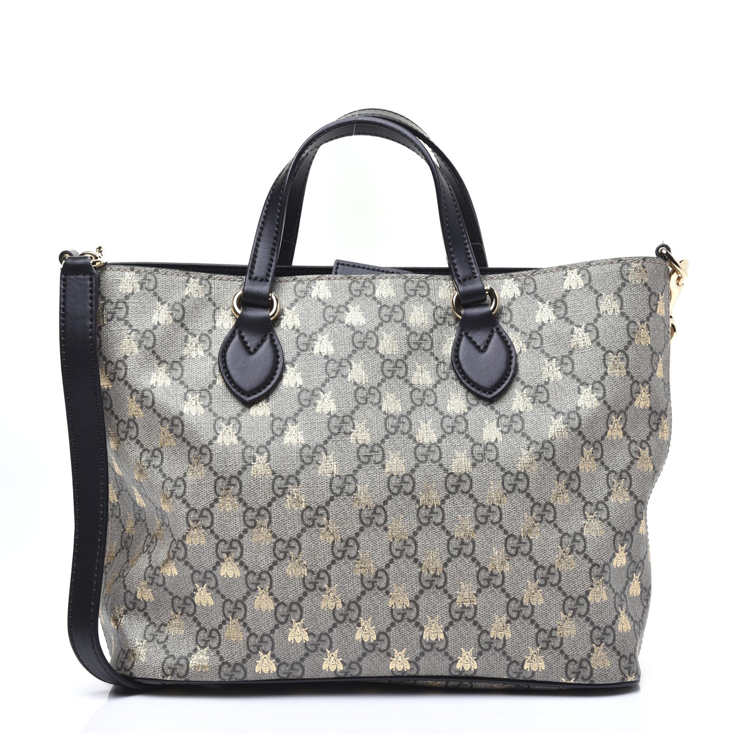 Soft GG Supreme Monogram Bees Small Crossbody Tote Beige Oro Black