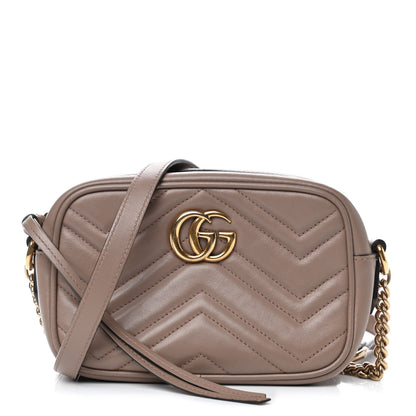 Gucci Calfskin Matelasse Mini GG Marmont Chain Shoulder Bag Porcelain Rose 1 of 5