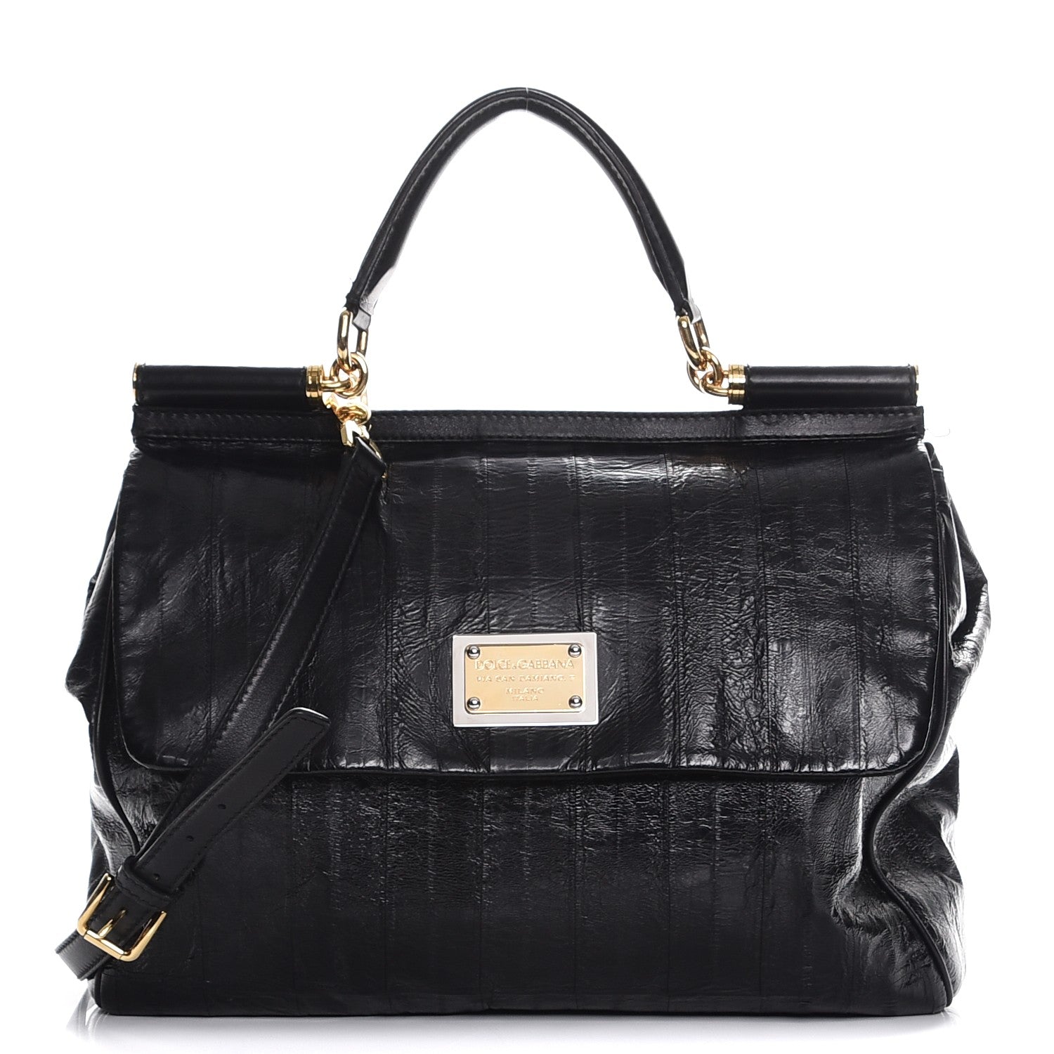 Dolce & Gabbana Eel Large Miss Sicily Satchel Black 1 of 12