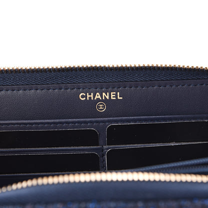 Chanel Canvas Deauville Large Zip Around Wallet Dark Blue 6 of 7