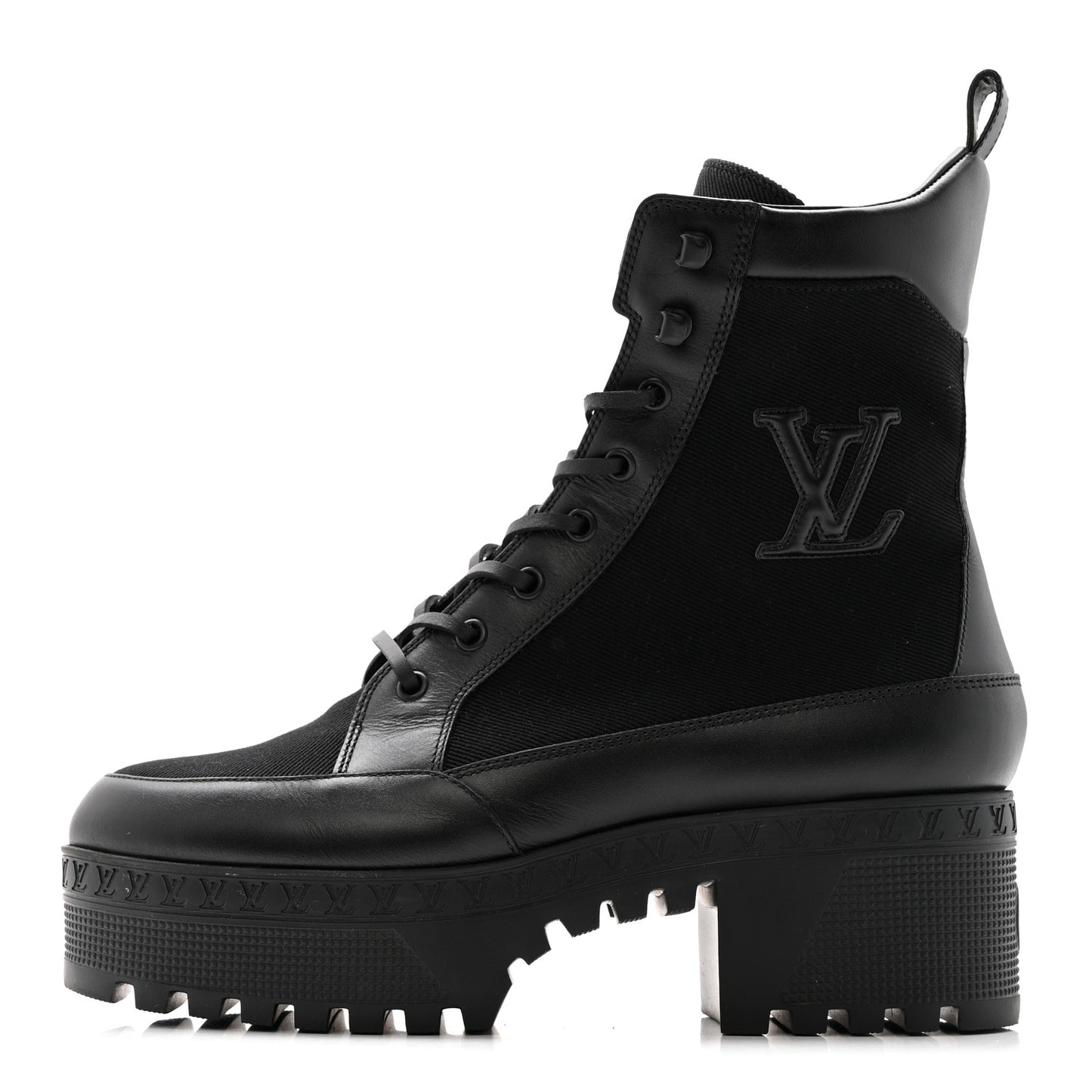 Canvas Calfskin Laureate Platform Desert Boots 40 Black