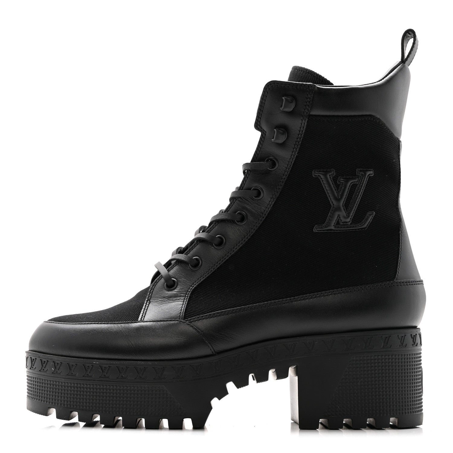 Louis Vuitton Canvas Calfskin Laureate Platform Desert Boots 40 Black 1 of 12