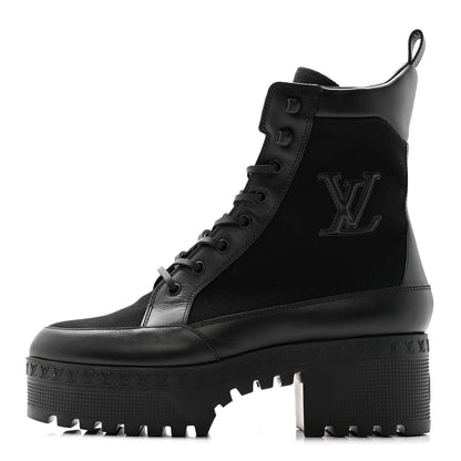 Louis Vuitton Canvas Calfskin Laureate Platform Desert Boots 40 Black 1 of 12