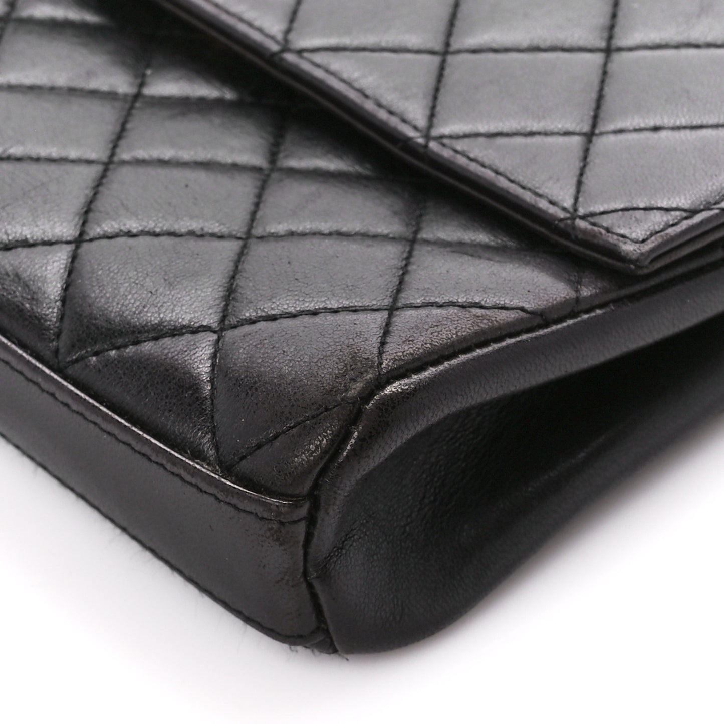 Lambskin Quilted CC Flap Shoulder Bag Black