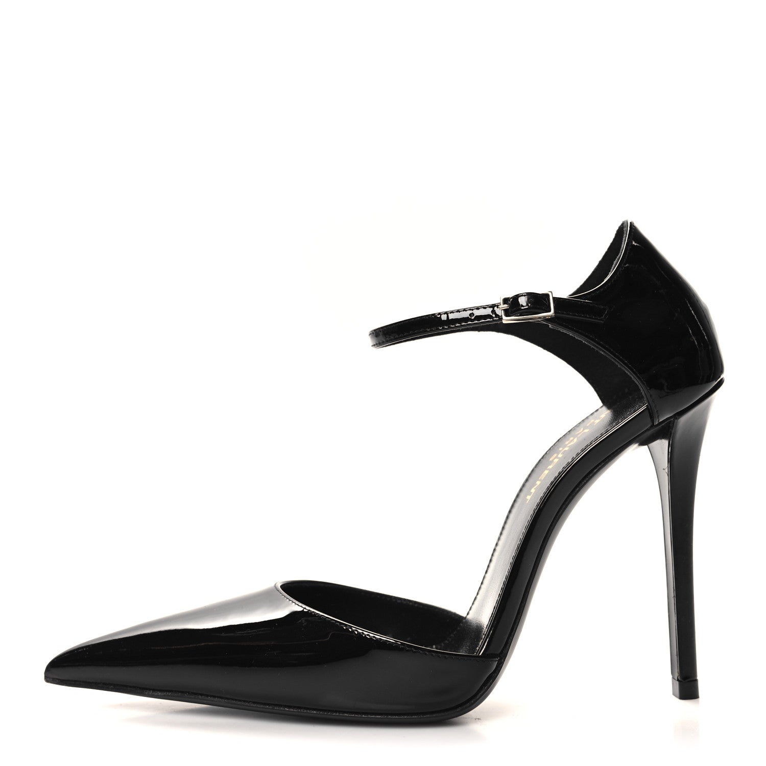 Saint Laurent Patent Avenue 110 Ankle Strap Pointed Pumps 36 Black