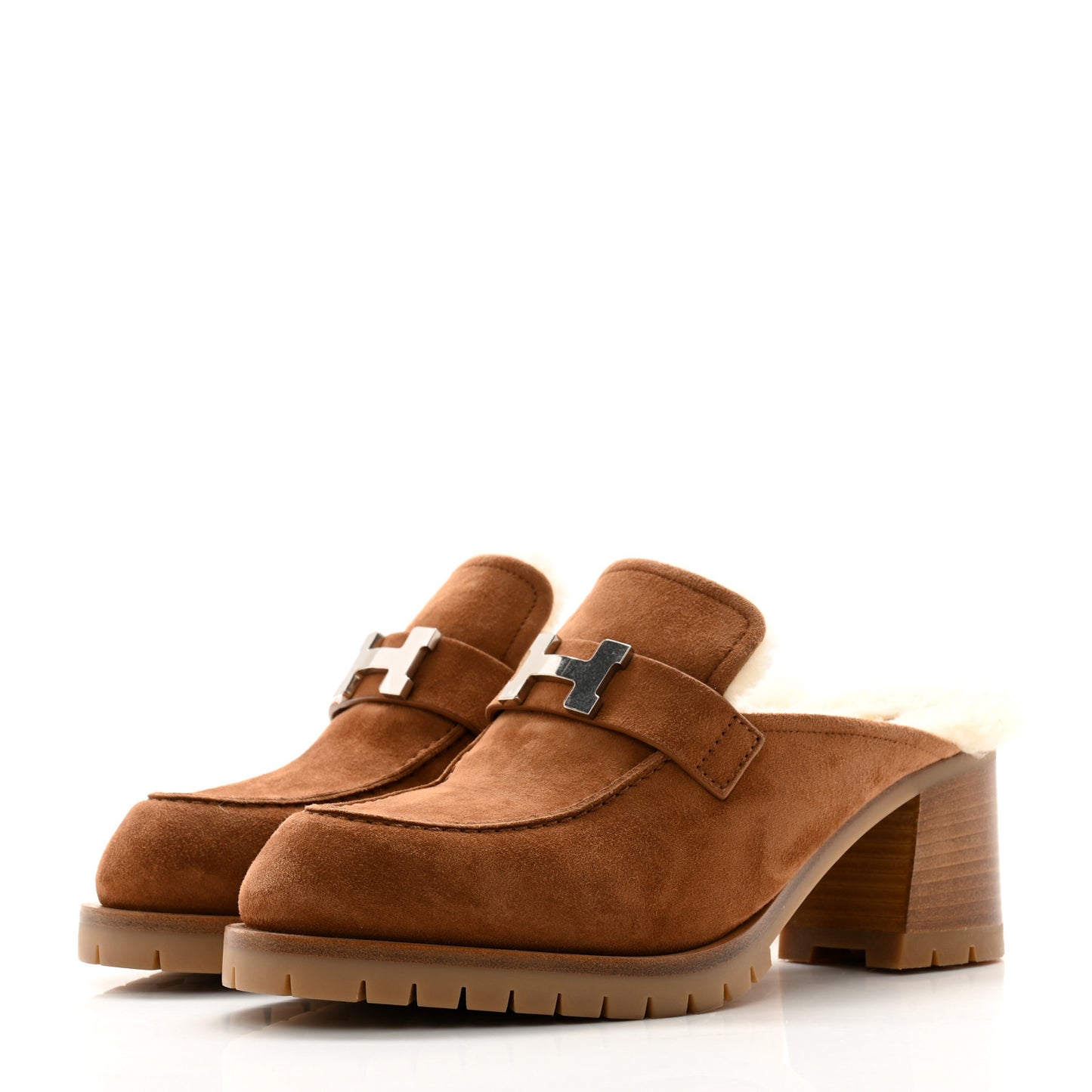 Suede Woolskin Goatskin Flore 60 Mules 39 Brun Amourette Ecru
