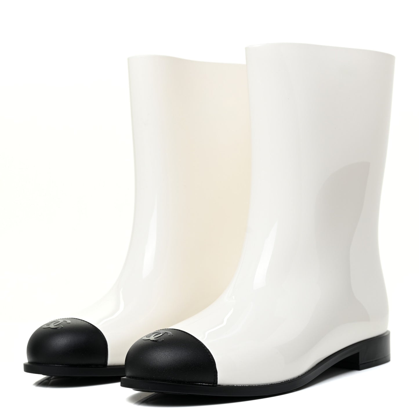 Rubber Rain Boots 39 Ivory Black