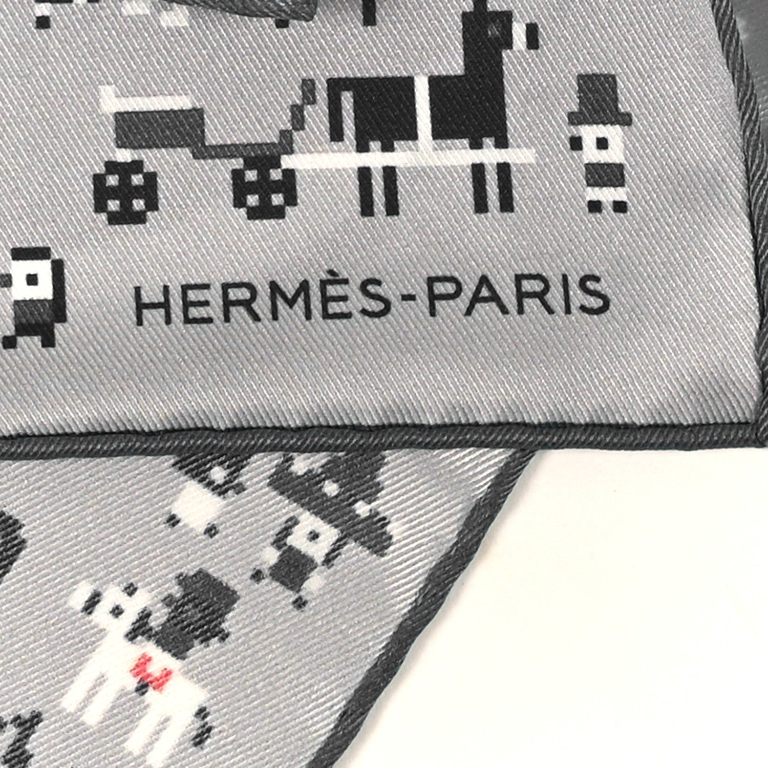 Hermes Silk Faubourg Party Scarf 45 Gris Clair Black Bleu 3 of 3