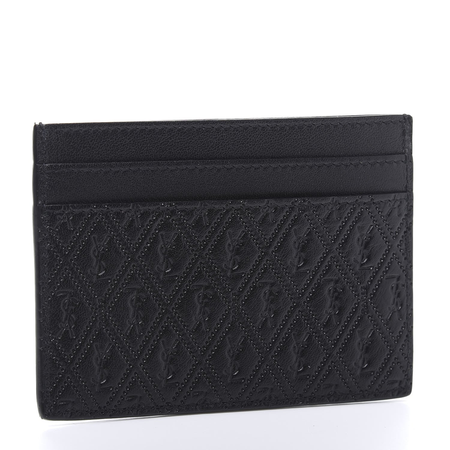 Saint Laurent Monogram Embossed Card Case Black 3 of 9