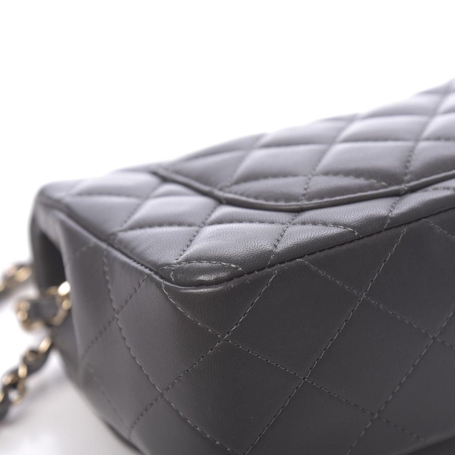 Lambskin Quilted Mini Rectangular Flap Grey