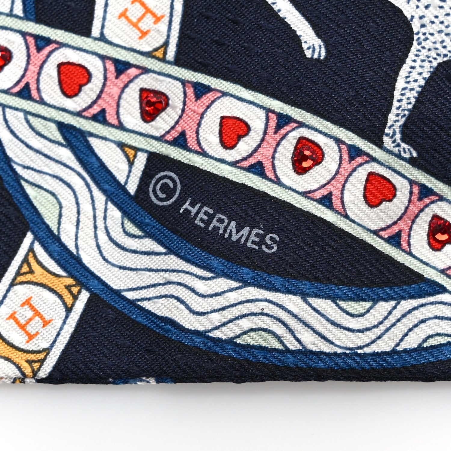 Hermes Silk Dame de Coeur Twilly Black Rouge Or 3 of 4