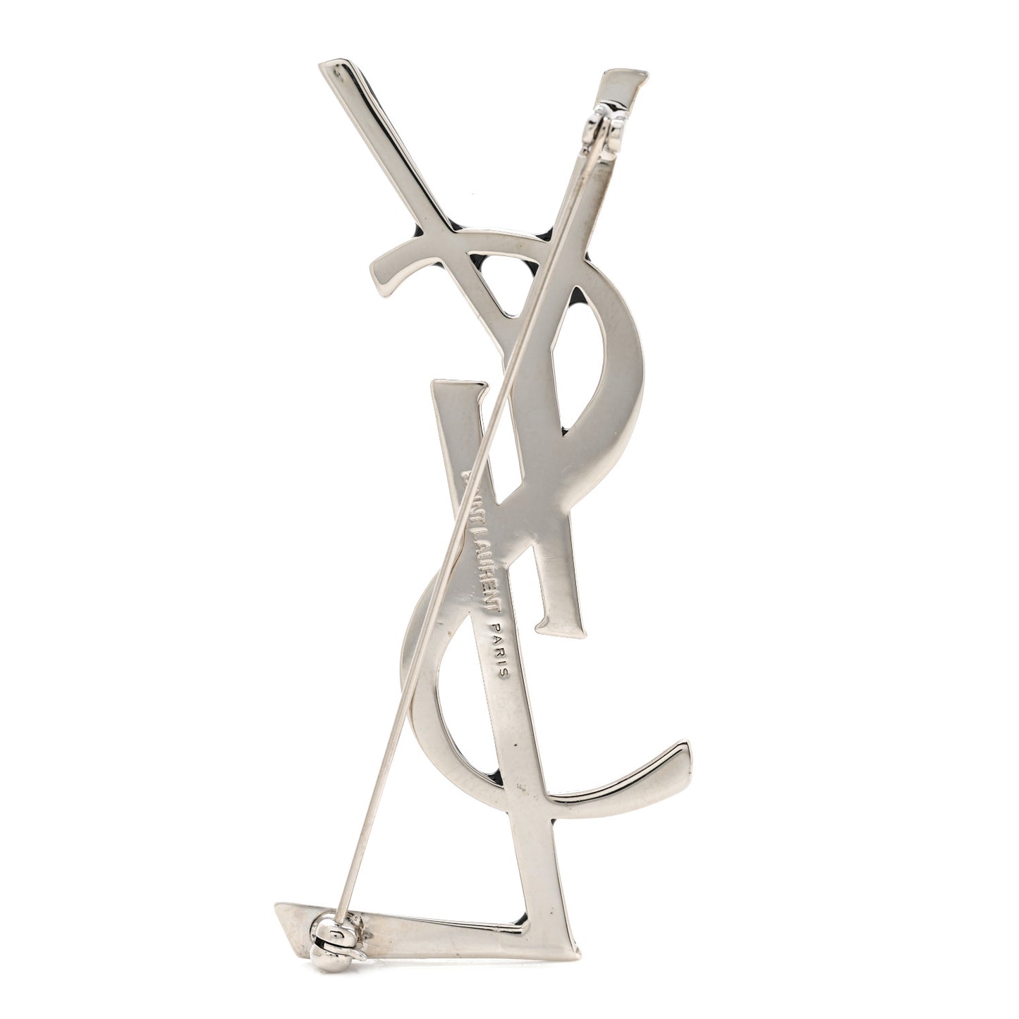 Monogram Crystal Brooch Black Silver