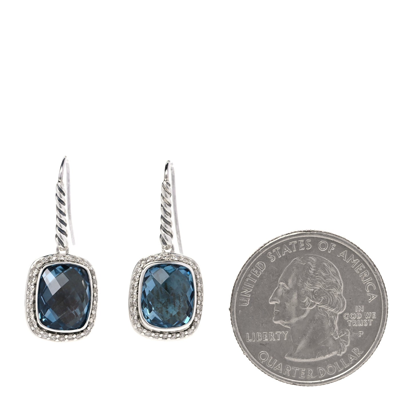 Sterling Silver Diamond Hampton Blue Topaz Noblesse Drop Earrings